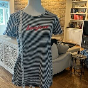 Bonjour stripe fitted t-shirt